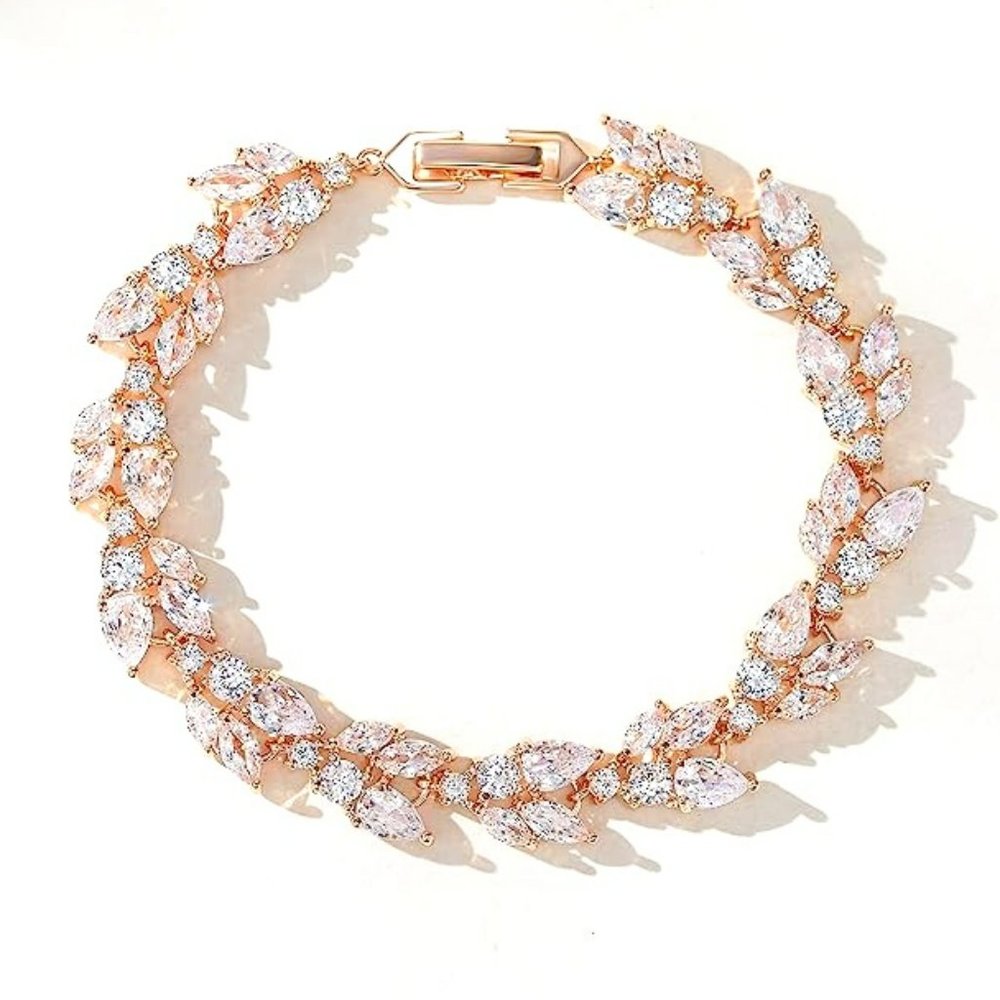 Rose Gold Bridal Bracelet Wedding Jewelry Statement Bracelets
